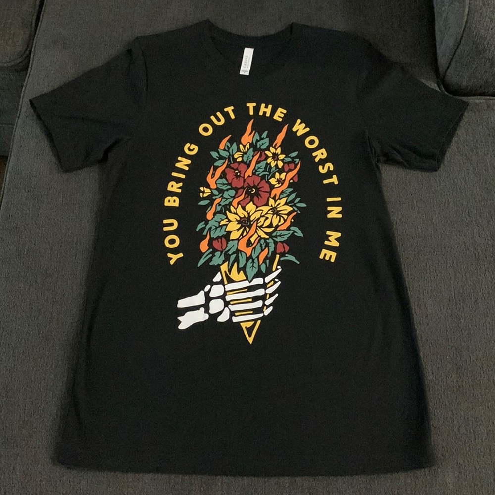 BNWOT Black “You Bring Out The Worst In Me” Tee Size Uni-Sex M (Womens Large)